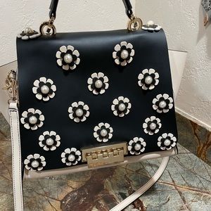 ZAC Zac Posen Eartha Iconic Soft Faux Pearl Floral Leather Satchel